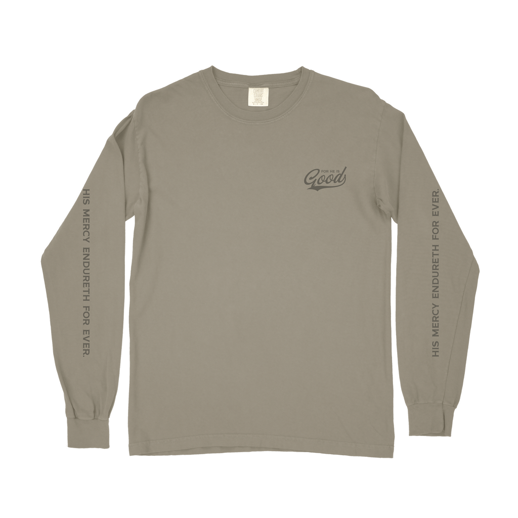 For He is GOOD Long Sleeve Tee - Khaki