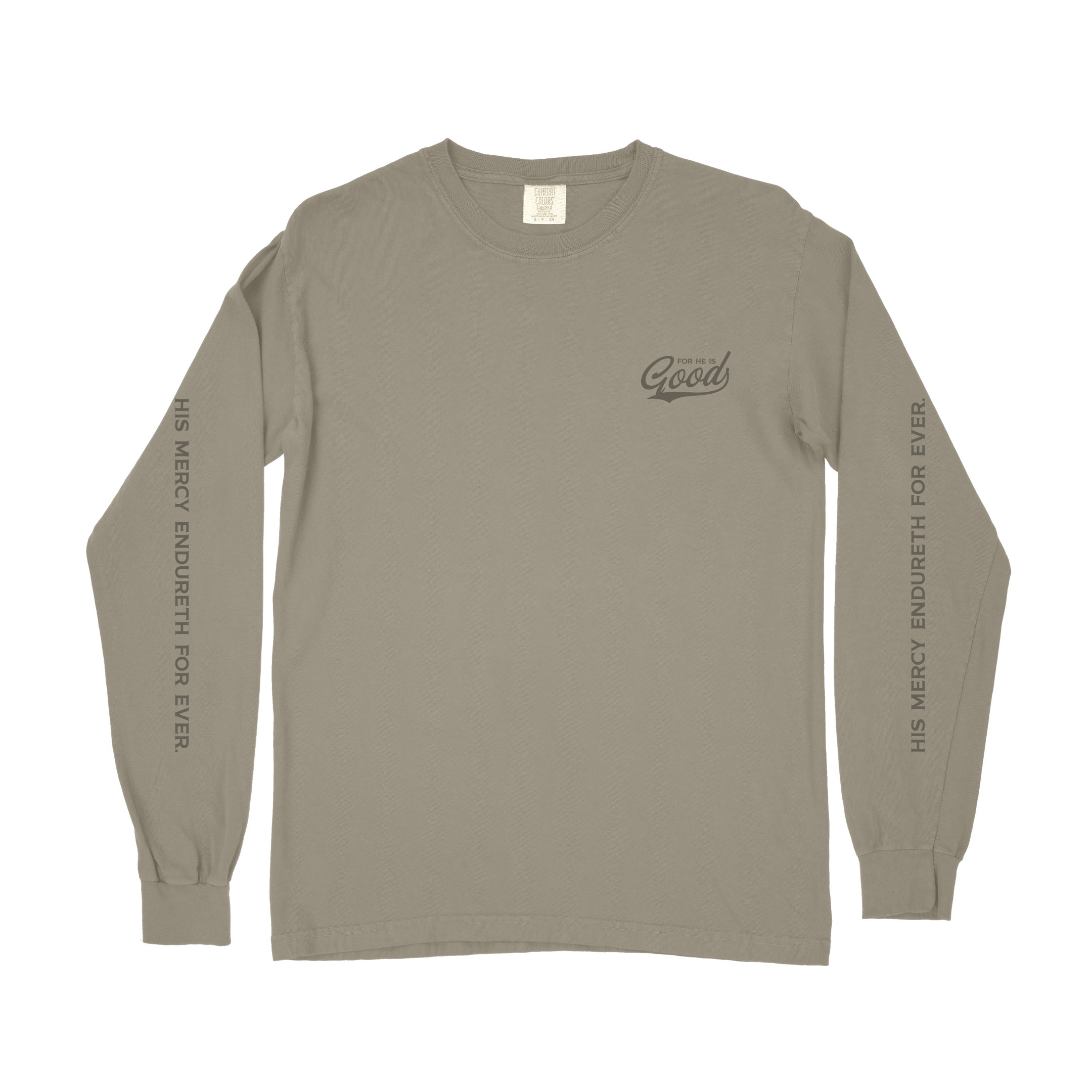 For He is GOOD Long Sleeve Tee - Khaki