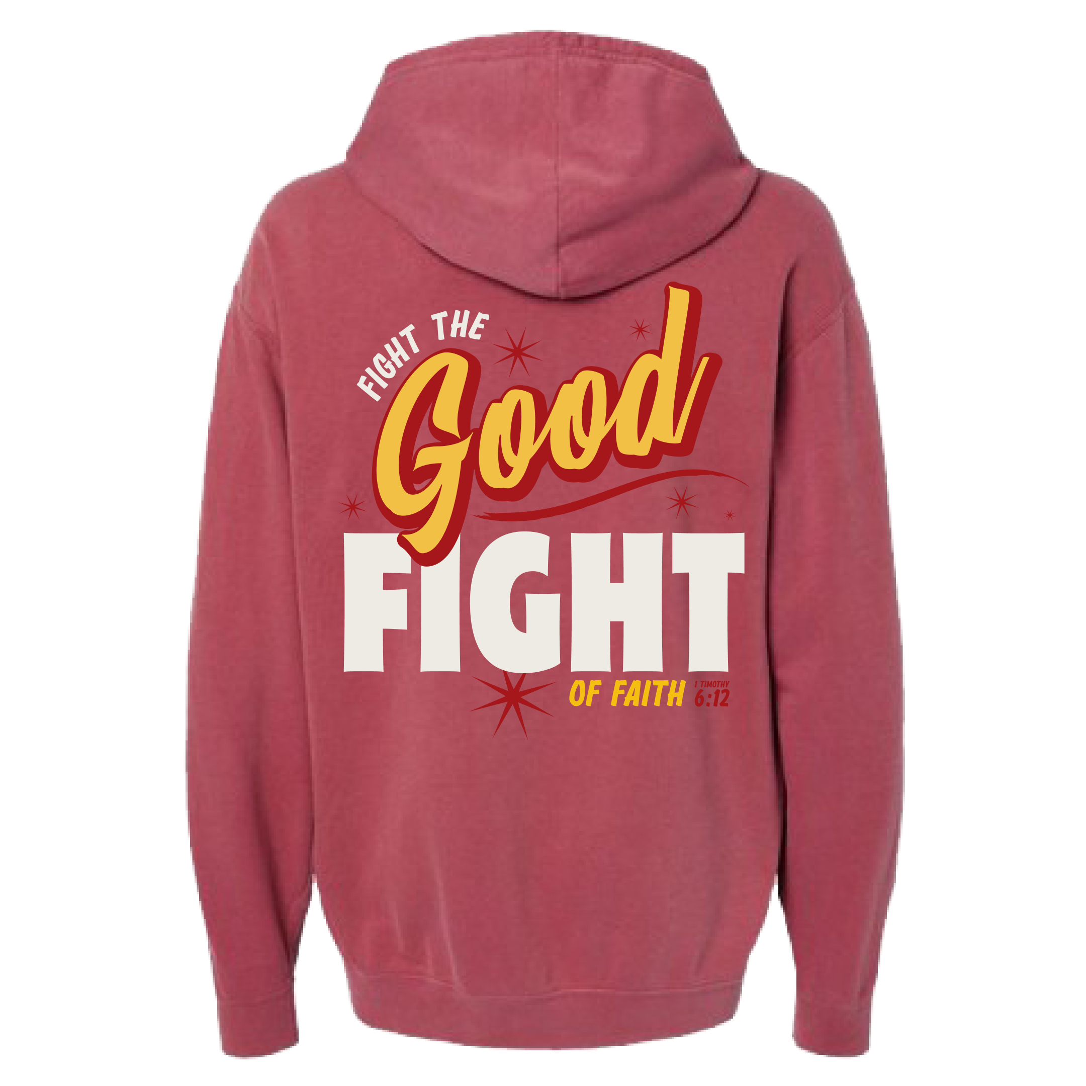 Fight the GOOD Fight of Faith Lightweight Hoodie - Crimson