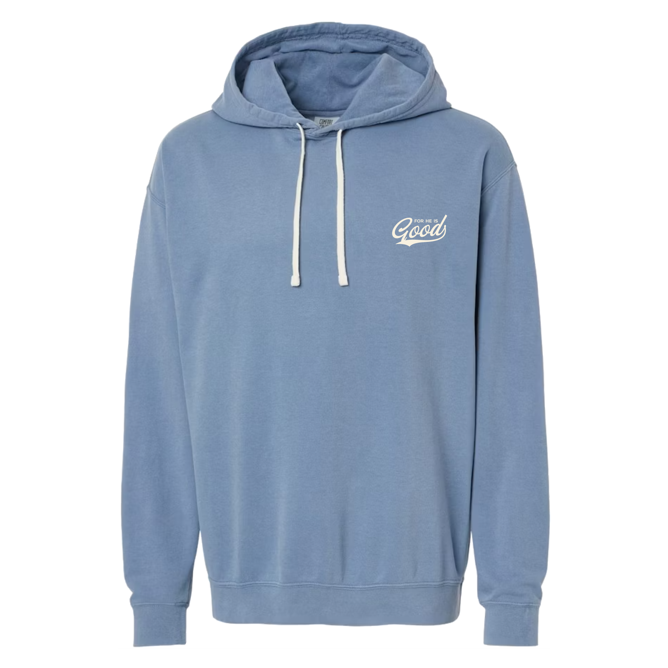 For He is GOOD Lightweight Hoodie - Blue Jean