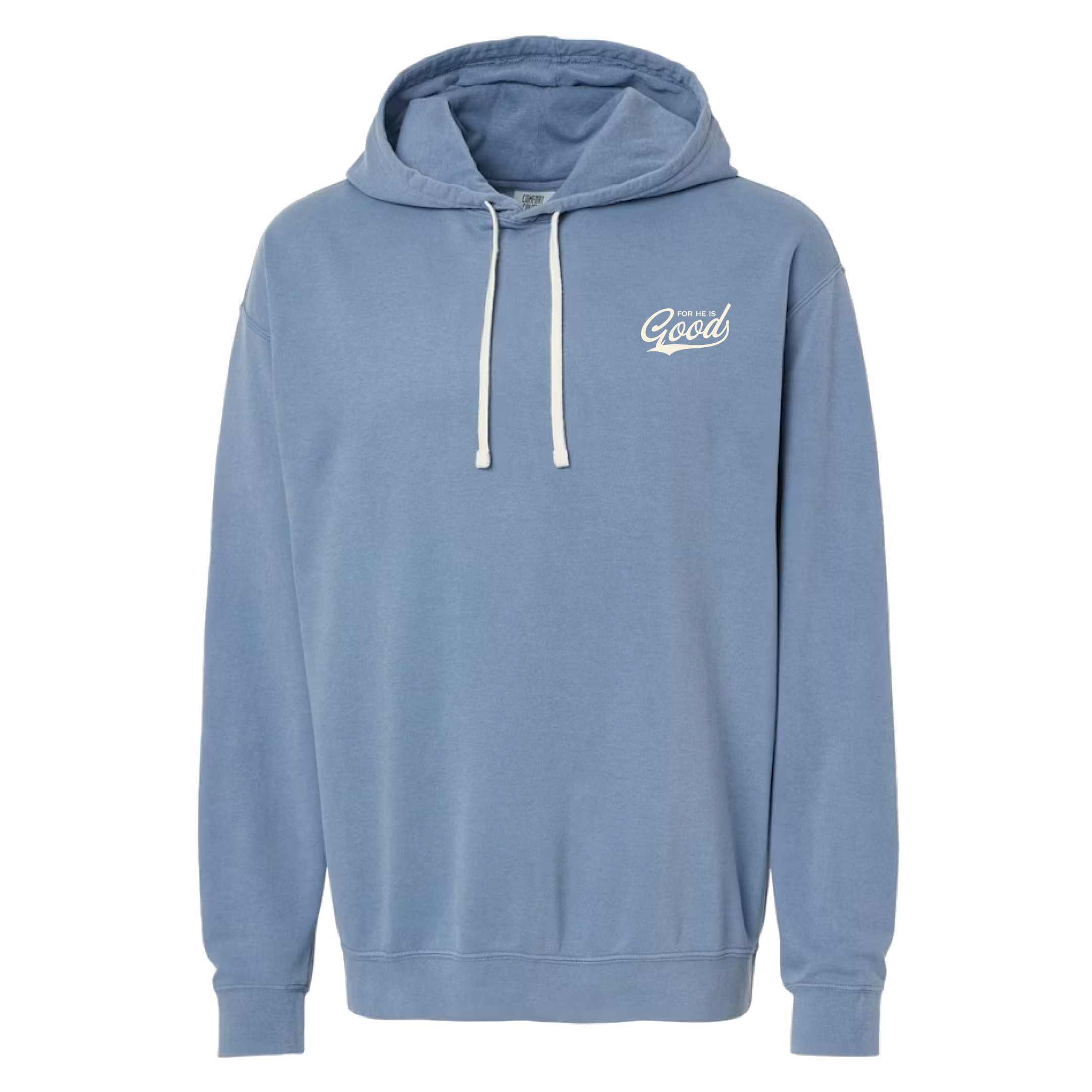 For He is GOOD Lightweight Hoodie - Blue Jean
